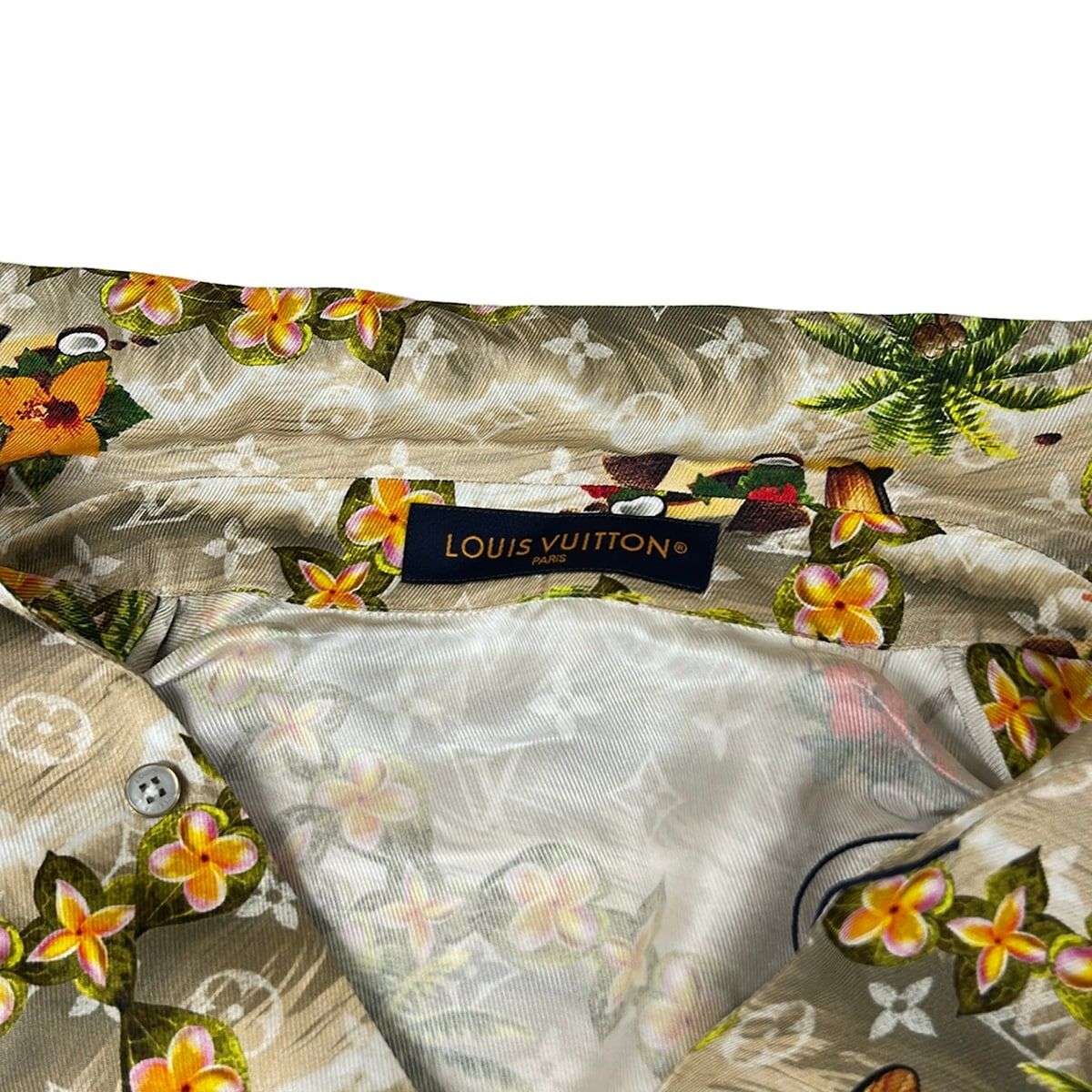 Louis Vuitton Short Sleeve Shirt S Knc Beige Green Multi Floral Monogram — view 8