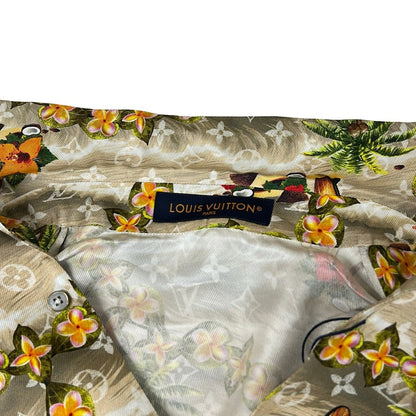 Louis Vuitton Short Sleeve Shirt S Knc Beige Green Multi Floral Monogram — view 8