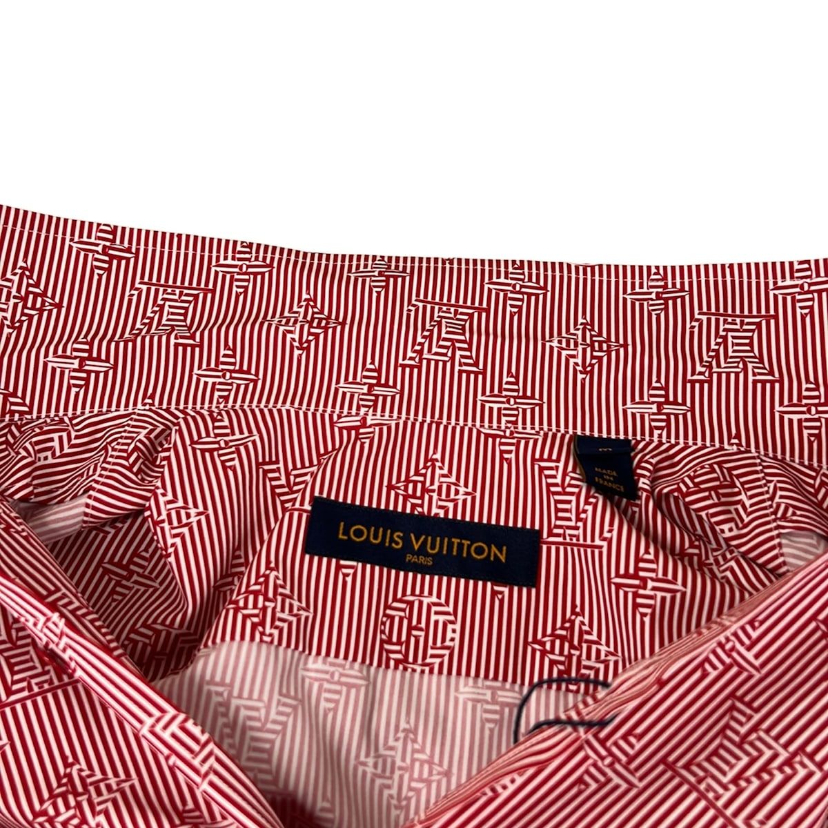 Louis Vuitton Short Sleeve Shirt M Ta0 Red Monogram Pattern Cotton — view 8