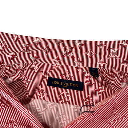 Louis Vuitton Short Sleeve Shirt M Ta0 Red Monogram Pattern Cotton — view 8
