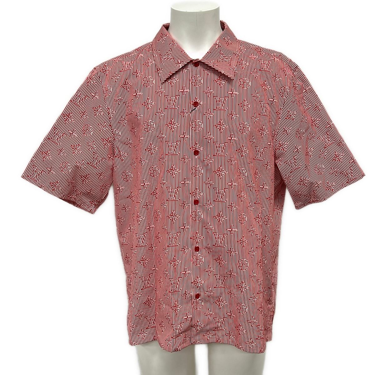 Louis Vuitton Short Sleeve Shirt M Ta0 Red Monogram Pattern Cotton