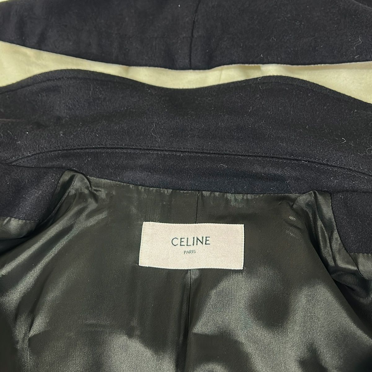 Celine Jacket 34 S Dark Navy Ivory Long Sleeve Autumn Winter Cashmere — view 8