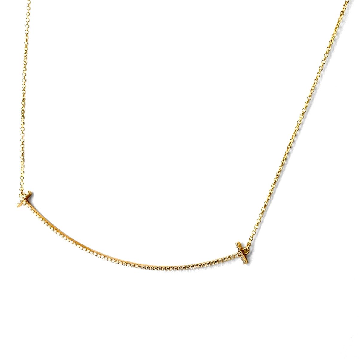 Tiffany & Co T Smile Pendant Large Pave Diamond