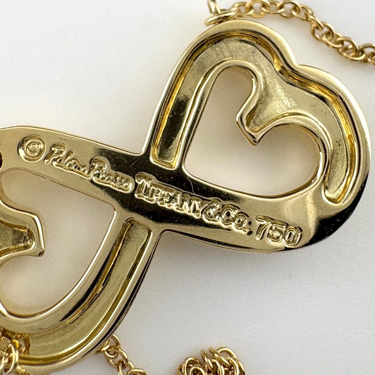 Tiffany & Co Double Loving Heart Necklace YG Yellow Gold Pendant — view 4