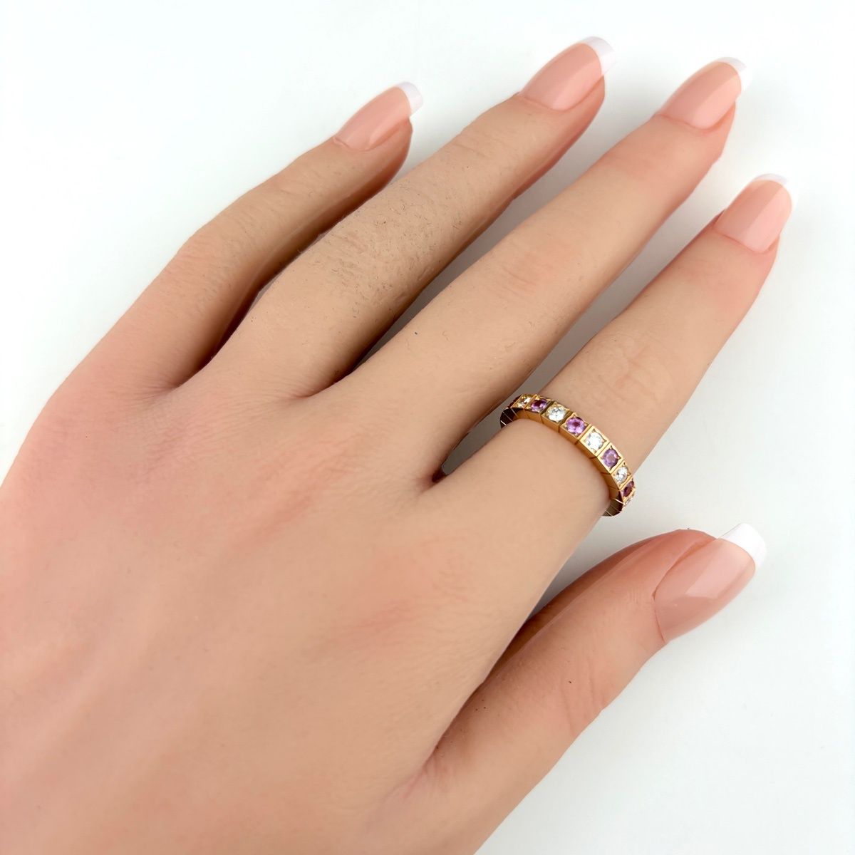Cartier Lanier Ring PG Pink Gold Pave Diamond 750 Sapphire — view 7