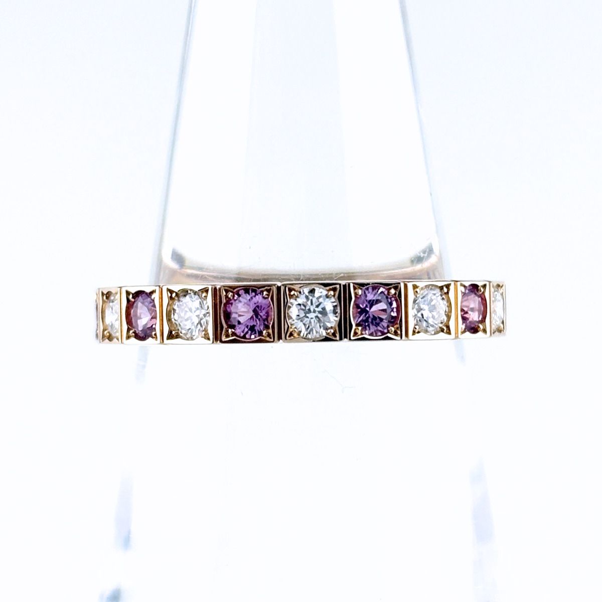 Cartier Lanier Ring PG Pink Gold Pave Diamond 750 Sapphire