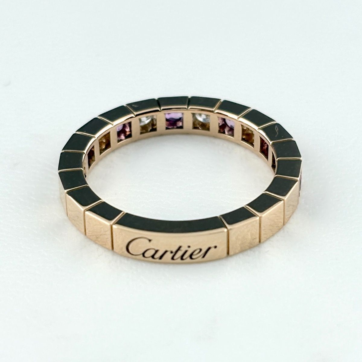 Cartier Lanier Ring PG Pink Gold Pave Diamond 750 Sapphire — view 6