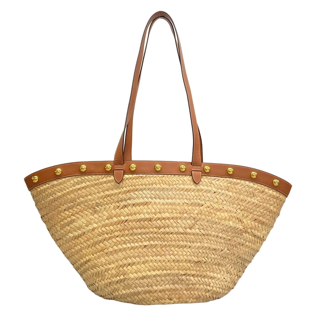 Celine Tote Beige Dark Brown Studded Basket — view 3