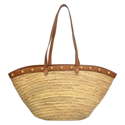 Celine Tote Beige Dark Brown Studded Basket