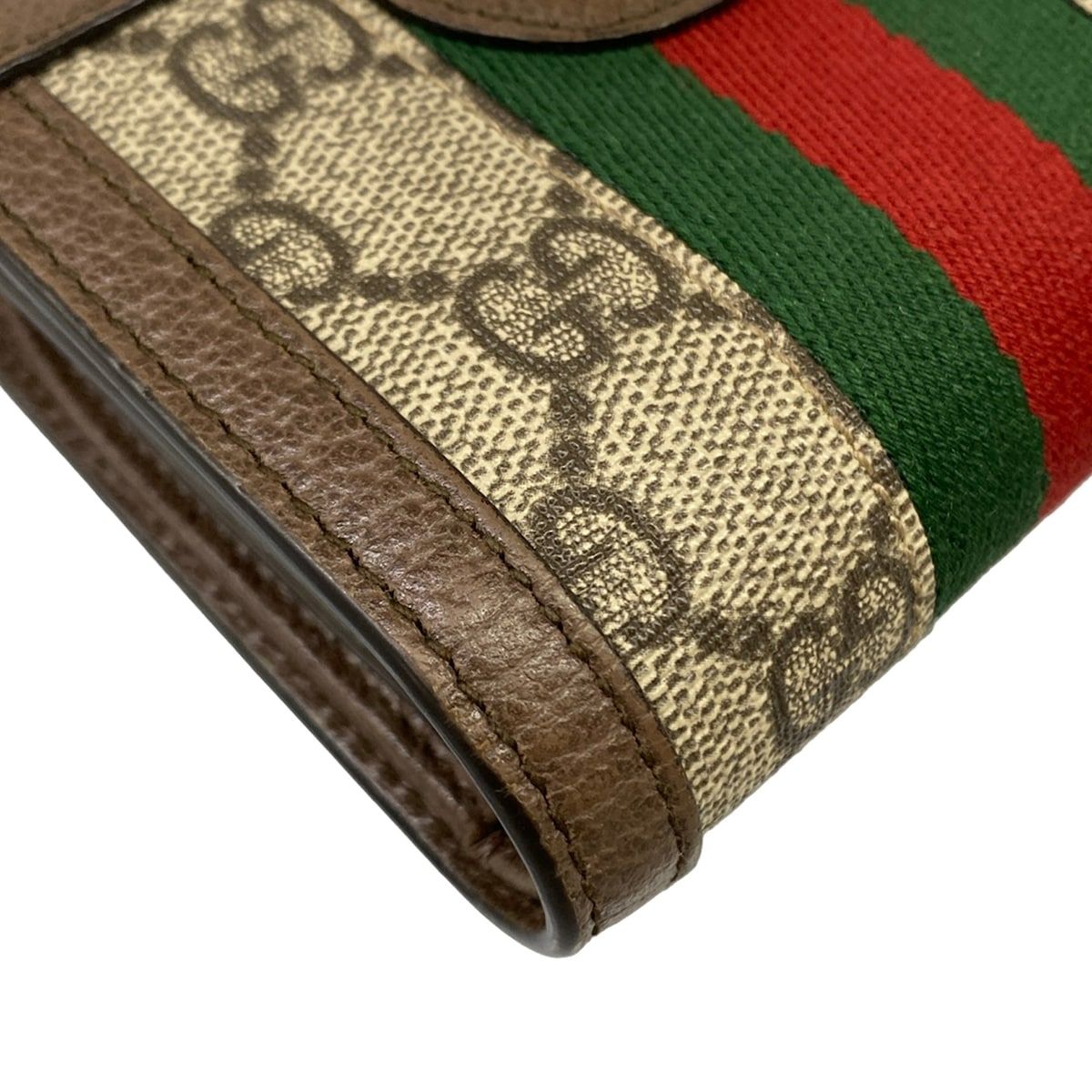 Gucci Bifold Wallet Ophidia Gray Dark Brown Multi Leather — view 7