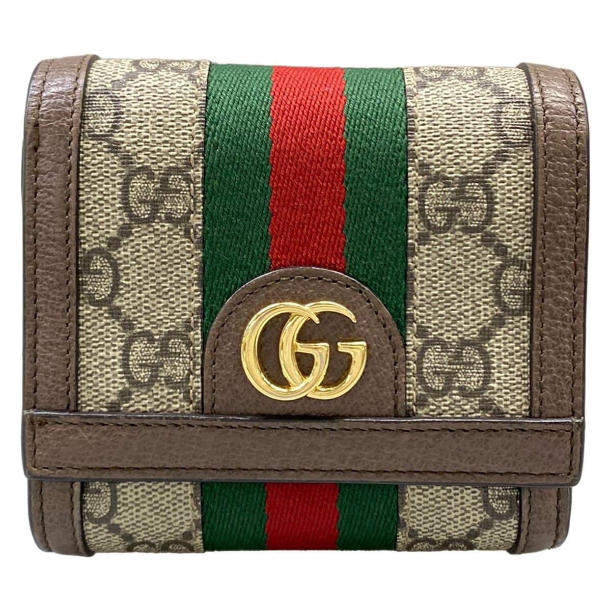 Gucci Bifold Wallet Ophidia Gray Dark Brown Multi Leather