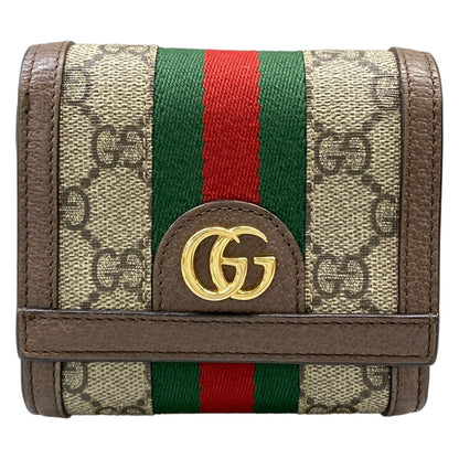 Gucci Bifold Wallet Ophidia Gray Dark Brown Multi Leather
