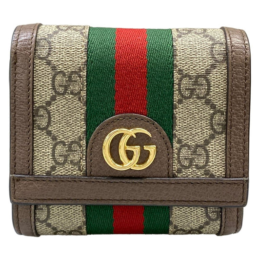 Gucci Bifold Wallet Ophidia Gray Dark Brown Multi Leather