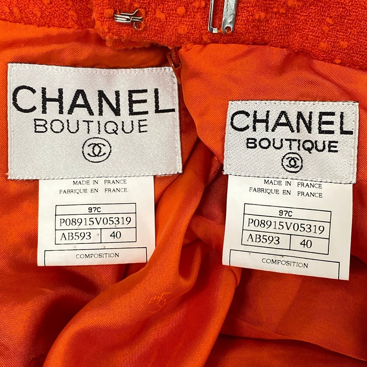 Chanel Skirt Orange Tweed Wool — view 4