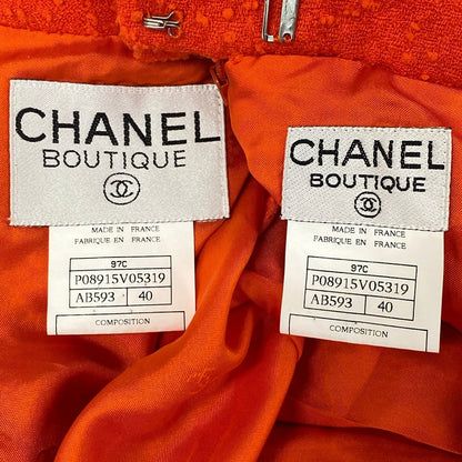 Chanel Skirt Orange Tweed Wool — view 4
