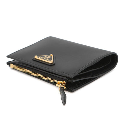Prada Bifold Wallet Triangle Logo Compact Leather Black — view 2