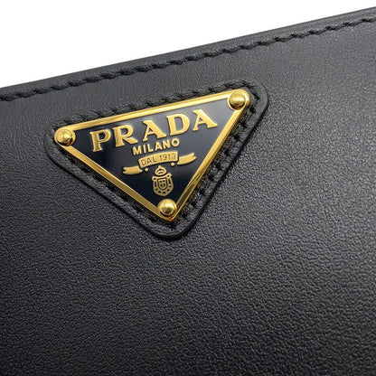 Prada Bifold Wallet Triangle Logo Compact Leather Black — view 9