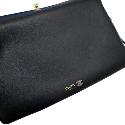 Celine Shoulder Bag Trio Flap Leather Black — view 7