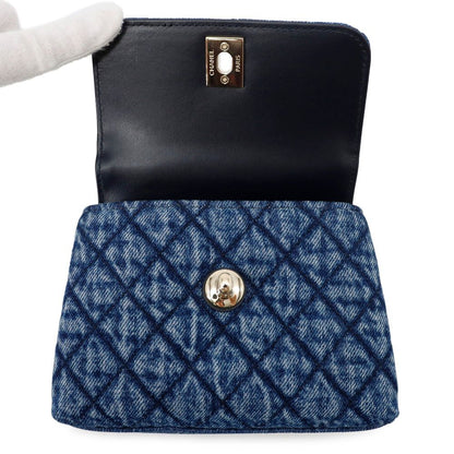 Chanel Handbag Quilted Coco Handle Mini Washed Denim Calfskin 2-Way Chain — view 6