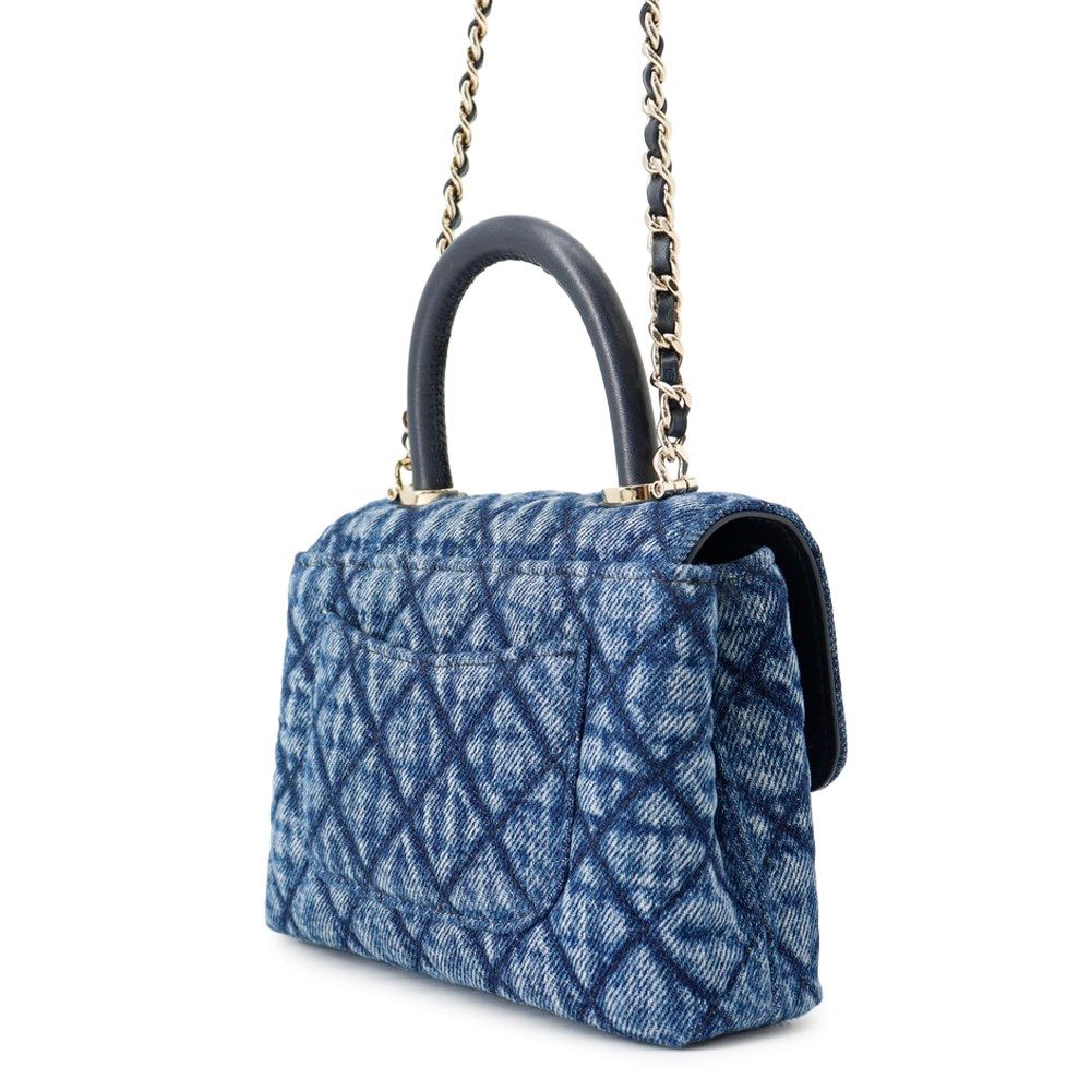Chanel Handbag Quilted Coco Handle Mini Washed Denim Calfskin 2-Way Chain — view 2