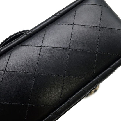 Chanel Chain Shoulder Bag Mini Quilted 20 CC Logo Lambskin Black — view 6