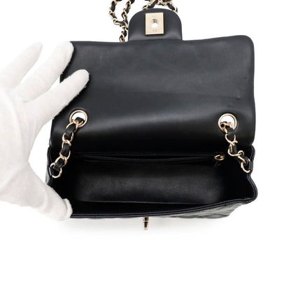 Chanel Chain Shoulder Bag Mini Quilted 20 CC Logo Lambskin Black — view 5
