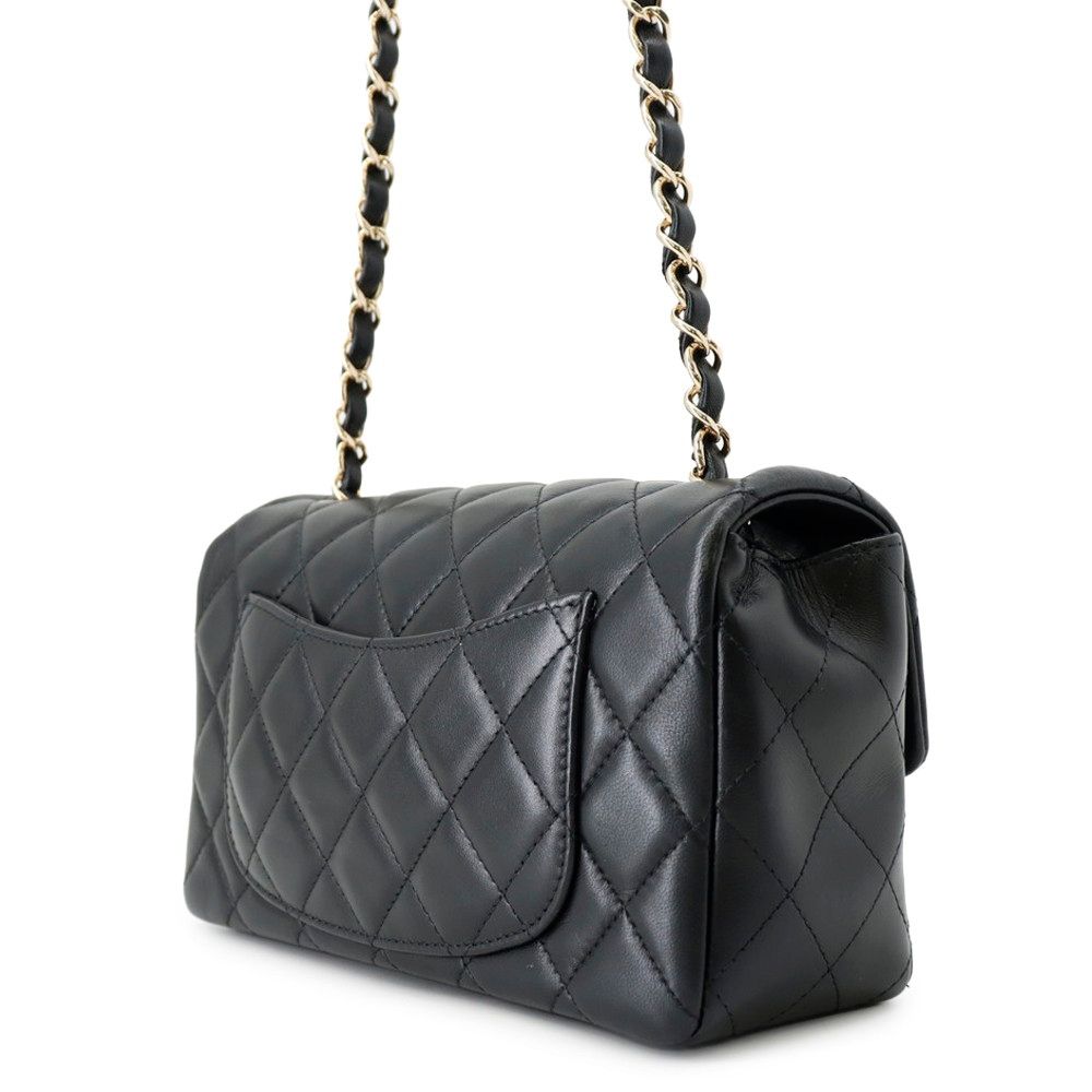 Chanel Chain Shoulder Bag Mini Quilted 20 CC Logo Lambskin Black — view 2