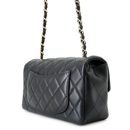 Chanel Chain Shoulder Bag Mini Quilted 20 CC Logo Lambskin Black — view 2