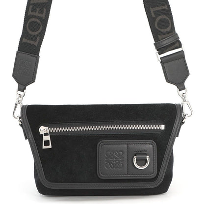 Loewe Shoulder Bag Flex Mensenger Mini Suede Canvas Black