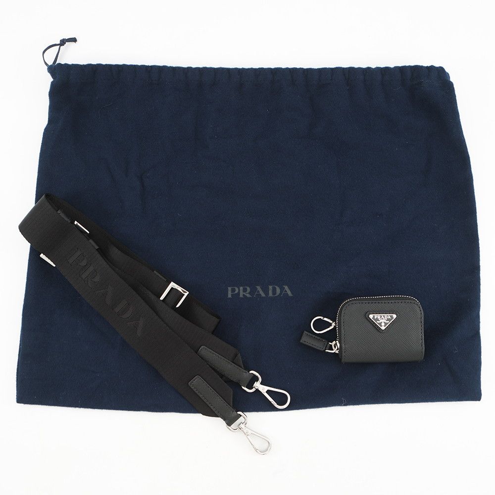 Prada Shoulder Bag Triangle Logo Saffiano Leather Black — view 9