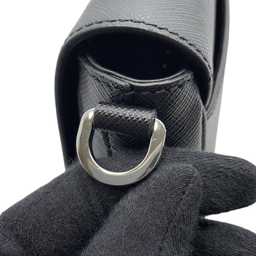 Prada Shoulder Bag Triangle Logo Saffiano Leather Black — view 6