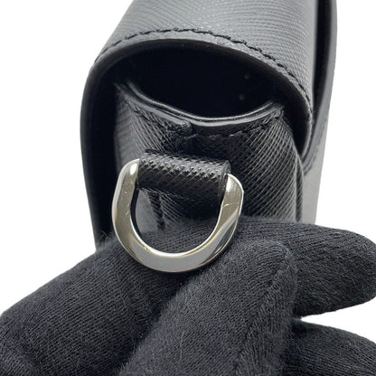 Prada Shoulder Bag Triangle Logo Saffiano Leather Black — view 6