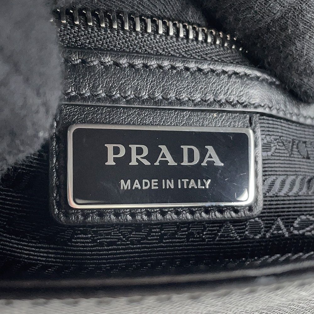Prada Shoulder Bag Triangle Logo Saffiano Leather Black — view 8