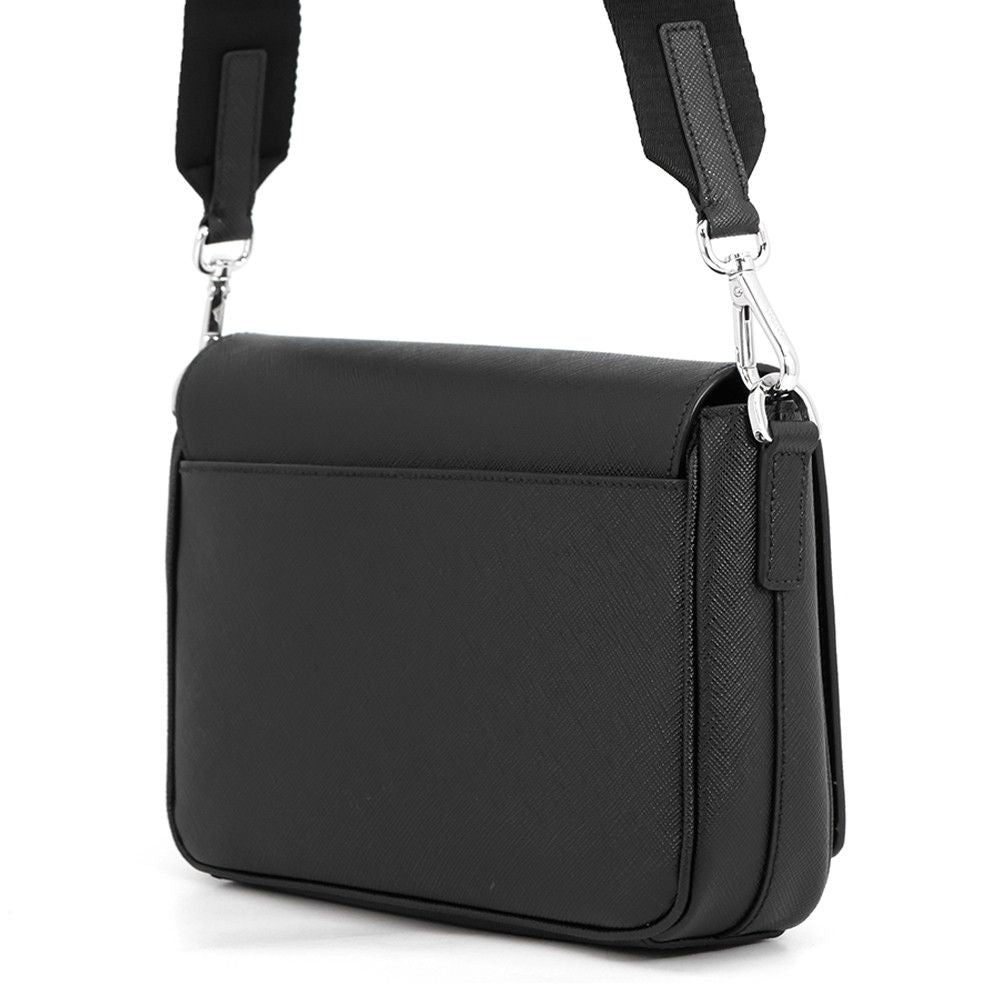 Prada Shoulder Bag Triangle Logo Saffiano Leather Black — view 2