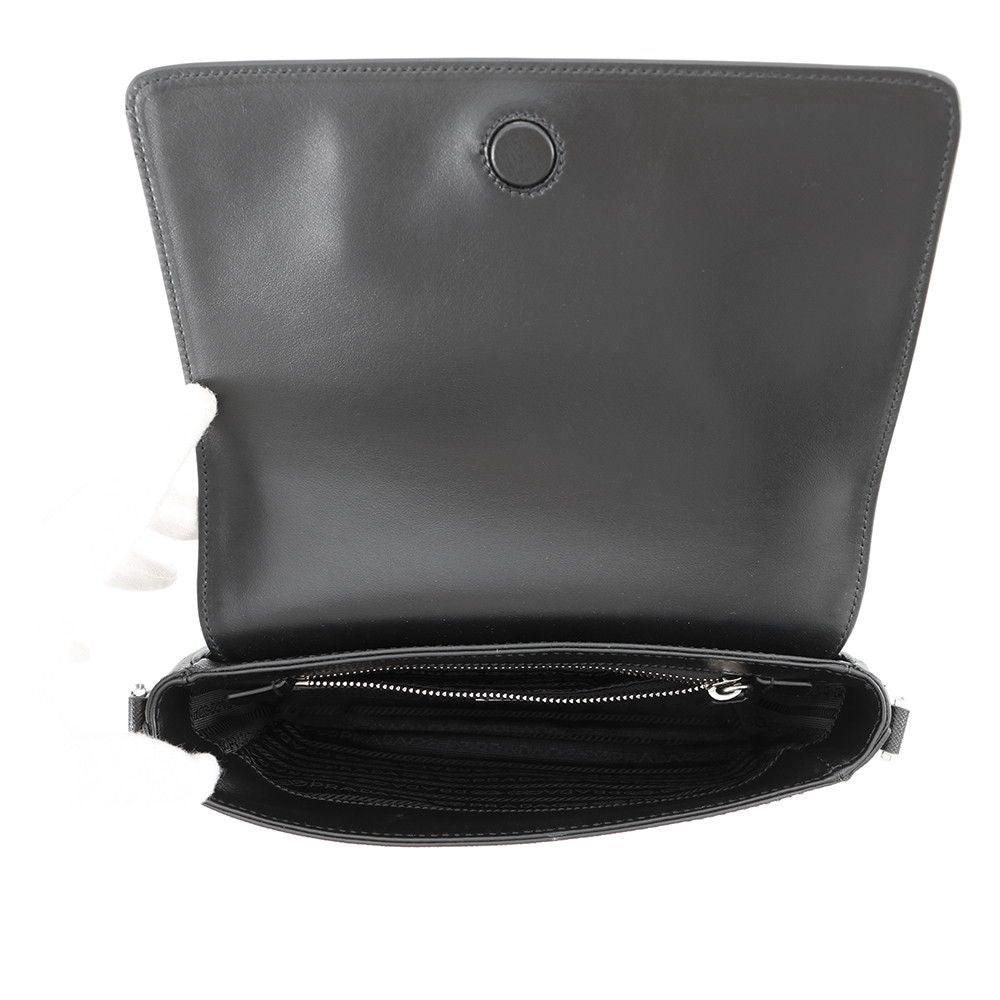 Prada Shoulder Bag Triangle Logo Saffiano Leather Black — view 5