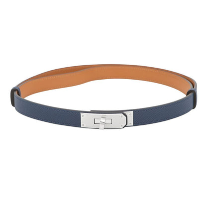 Hermes Kelly Belt Blue Navy Silver Epsom
