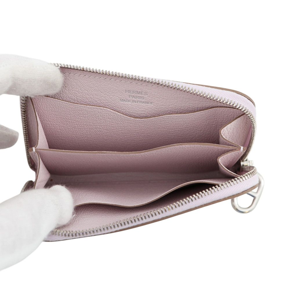 Hermes Coin Case Zip Azap Compact Mauvepere Silver Color — view 4