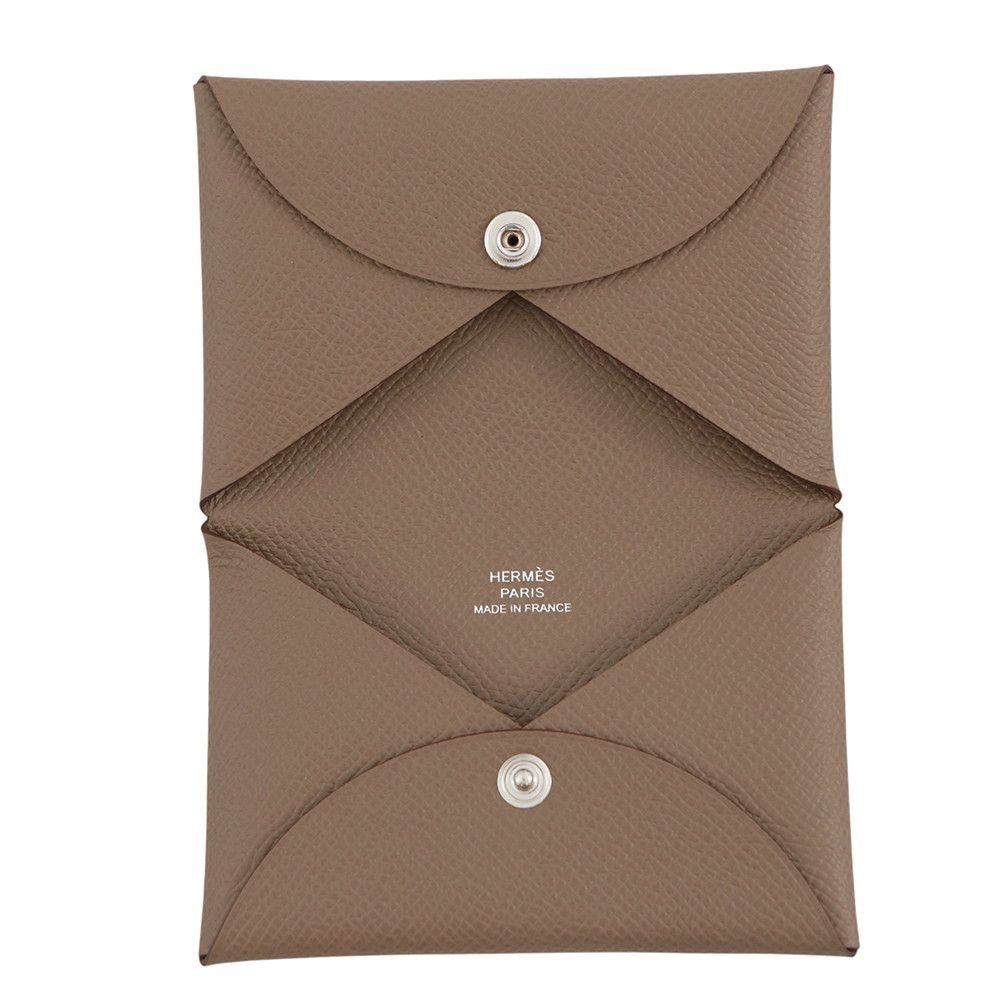 Hermes Card Case Calvi Duo Etoupe Epsom Business Holder — view 4