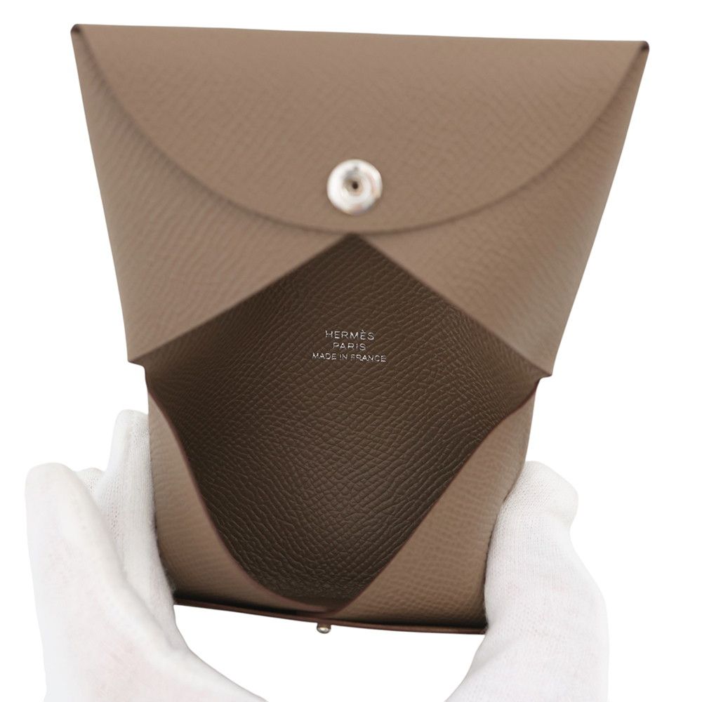 Hermes Card Case Calvi Duo Etoupe Epsom Business Holder — view 5