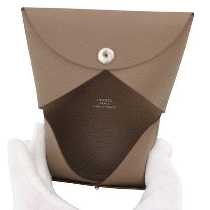 Hermes Card Case Calvi Duo Etoupe Epsom Business Holder — view 5