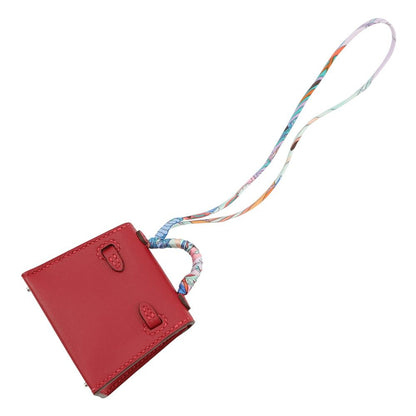 Hermes Bag Charm Kelly Tuili Rouge Vif Silver Tadelakt Silk — view 3