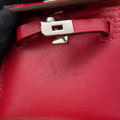 Hermes Bag Charm Kelly Tuili Rouge Vif Silver Tadelakt Silk — view 6