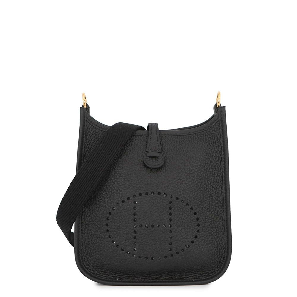 Hermes Shoulder Bag Evelyne TPM 111 cm Amazon Black Gold Taurillon Clemence