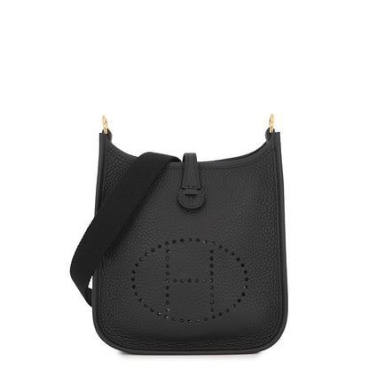Hermes Shoulder Bag Evelyne TPM 111 cm Amazon Black Gold Taurillon Clemence
