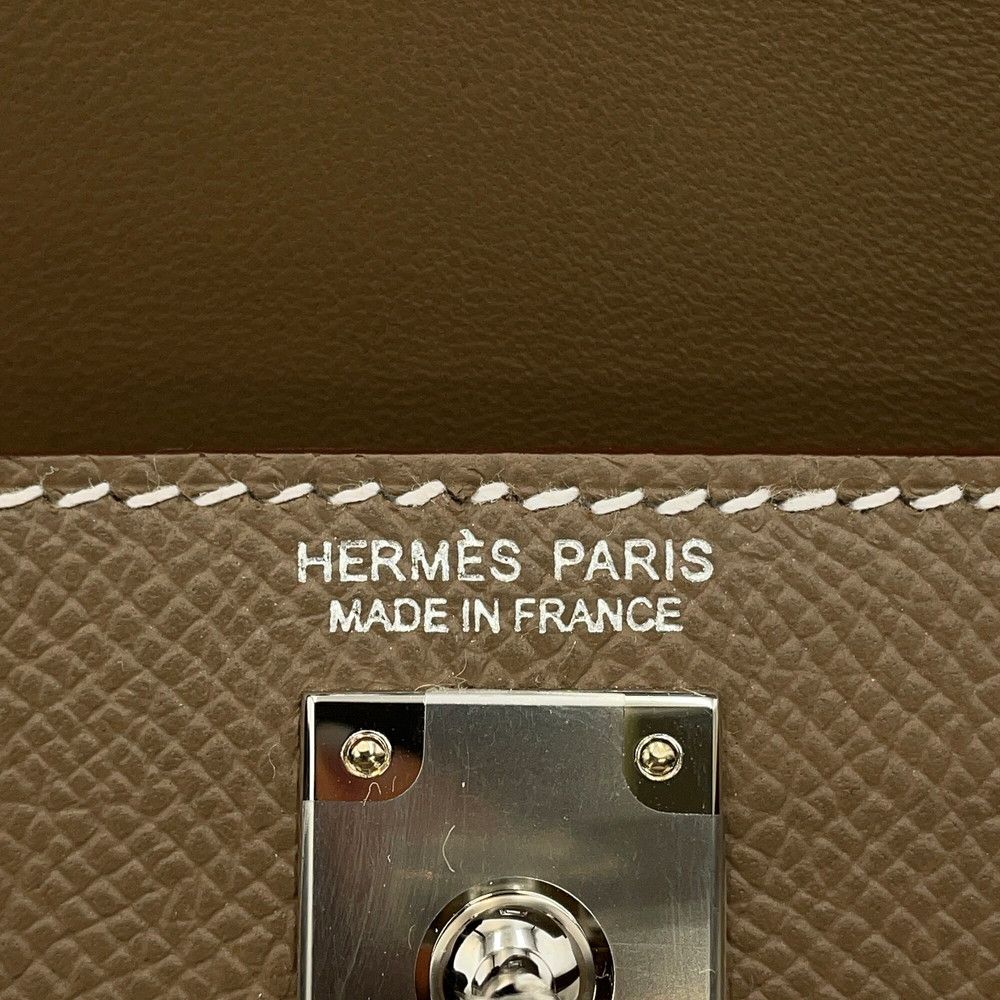 Hermes Handbag Mini Kelly Sellier Etoupe Silver Epsom 2-Way — view 9