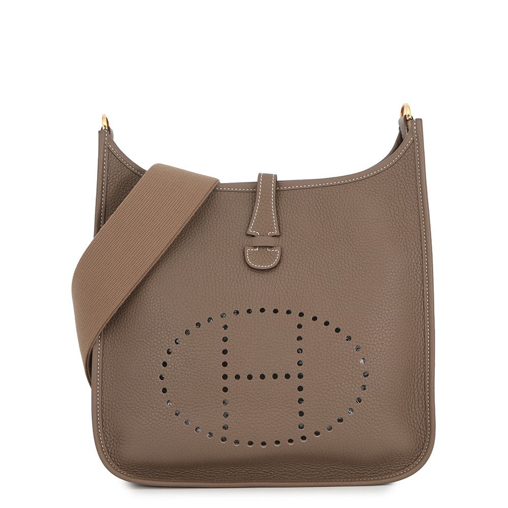 Hermes Shoulder Bag Evelyne 3 PM Etoupe Gold Taurillon Clemence