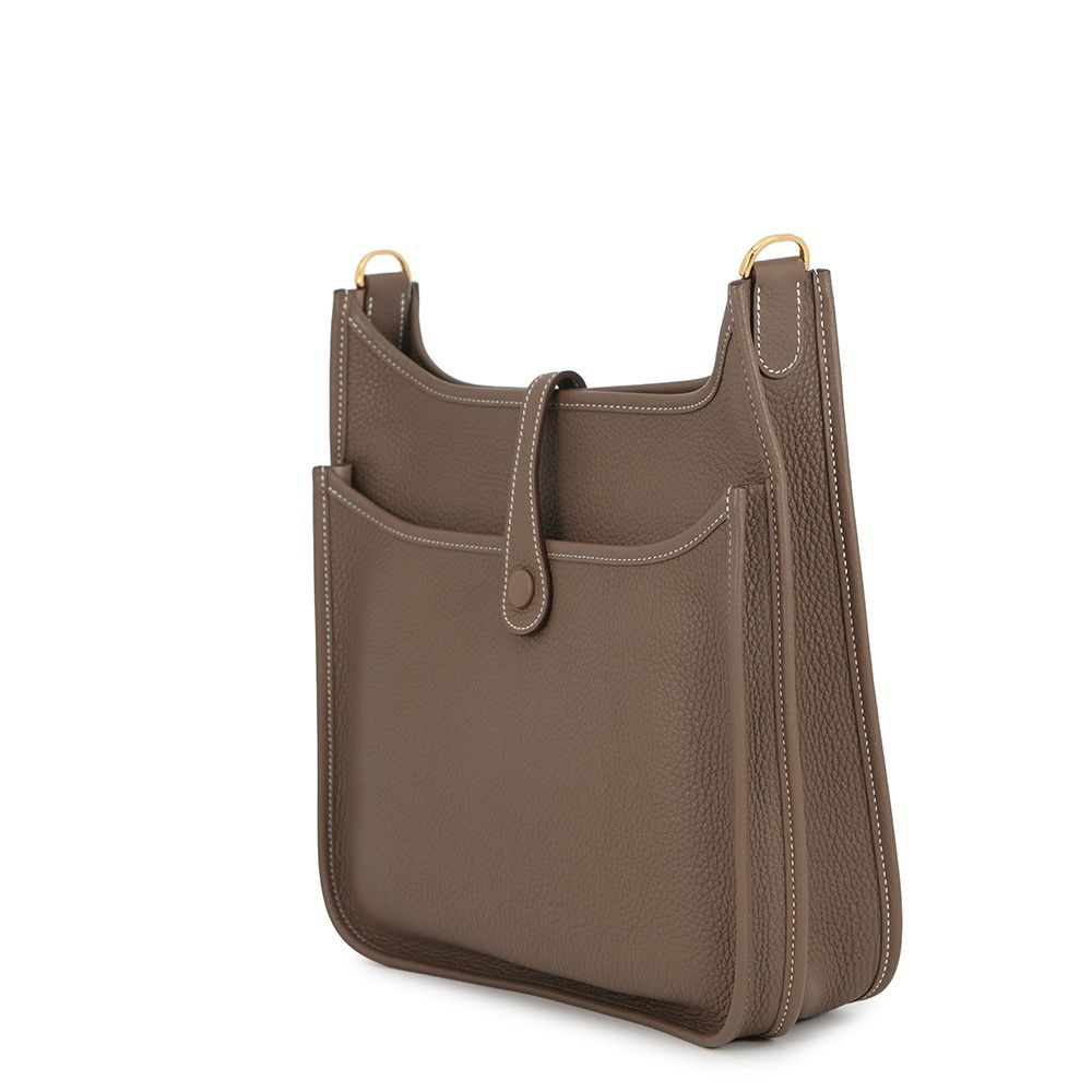Hermes Shoulder Bag Evelyne 3 PM Etoupe Gold Taurillon Clemence — view 2