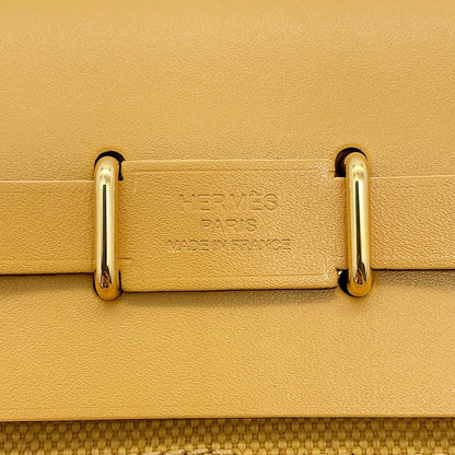 Hermes Shoulder Bag Herbag Zip Mini Paille Gold Toile Ash Vache Hunter — view 6