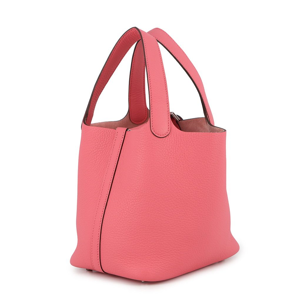 Hermes Handbag Picotin Lock PM Rose Azalea Silver Taurillon Clemence — view 2