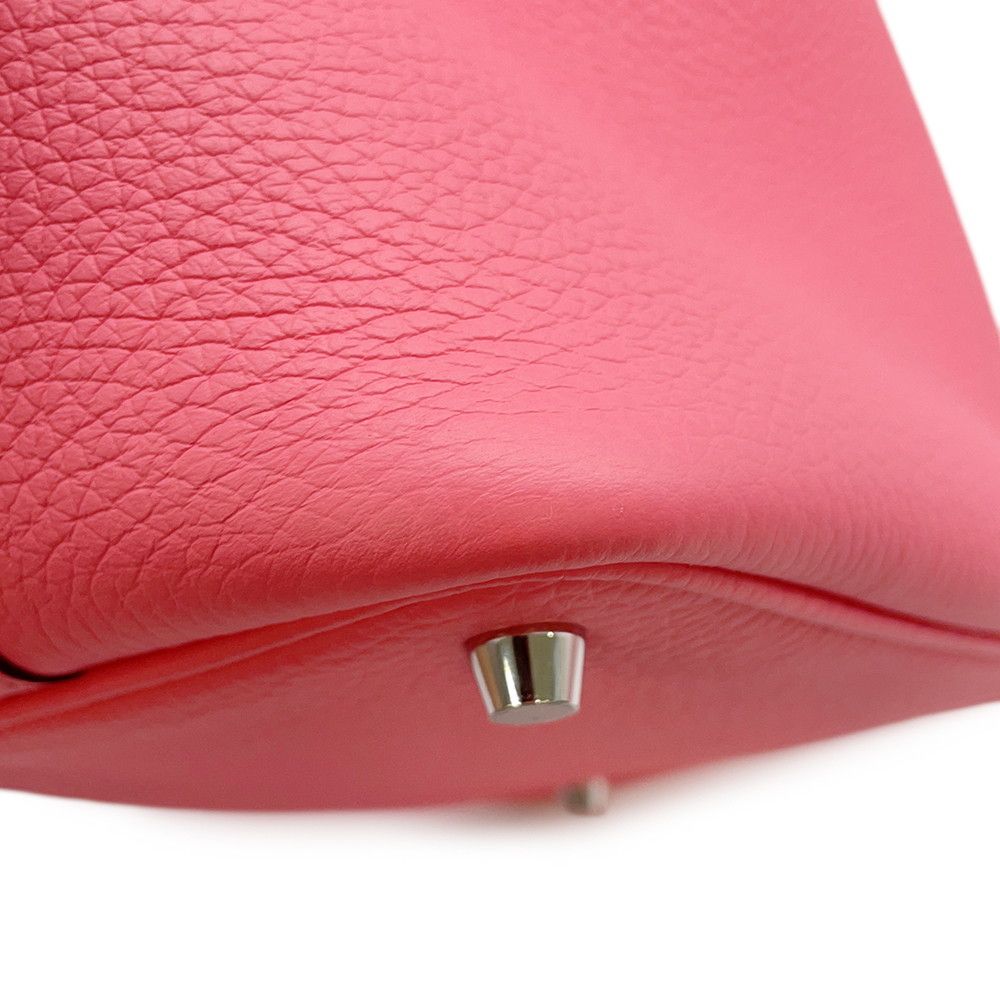 Hermes Handbag Picotin Lock PM Rose Azalea Silver Taurillon Clemence — view 6